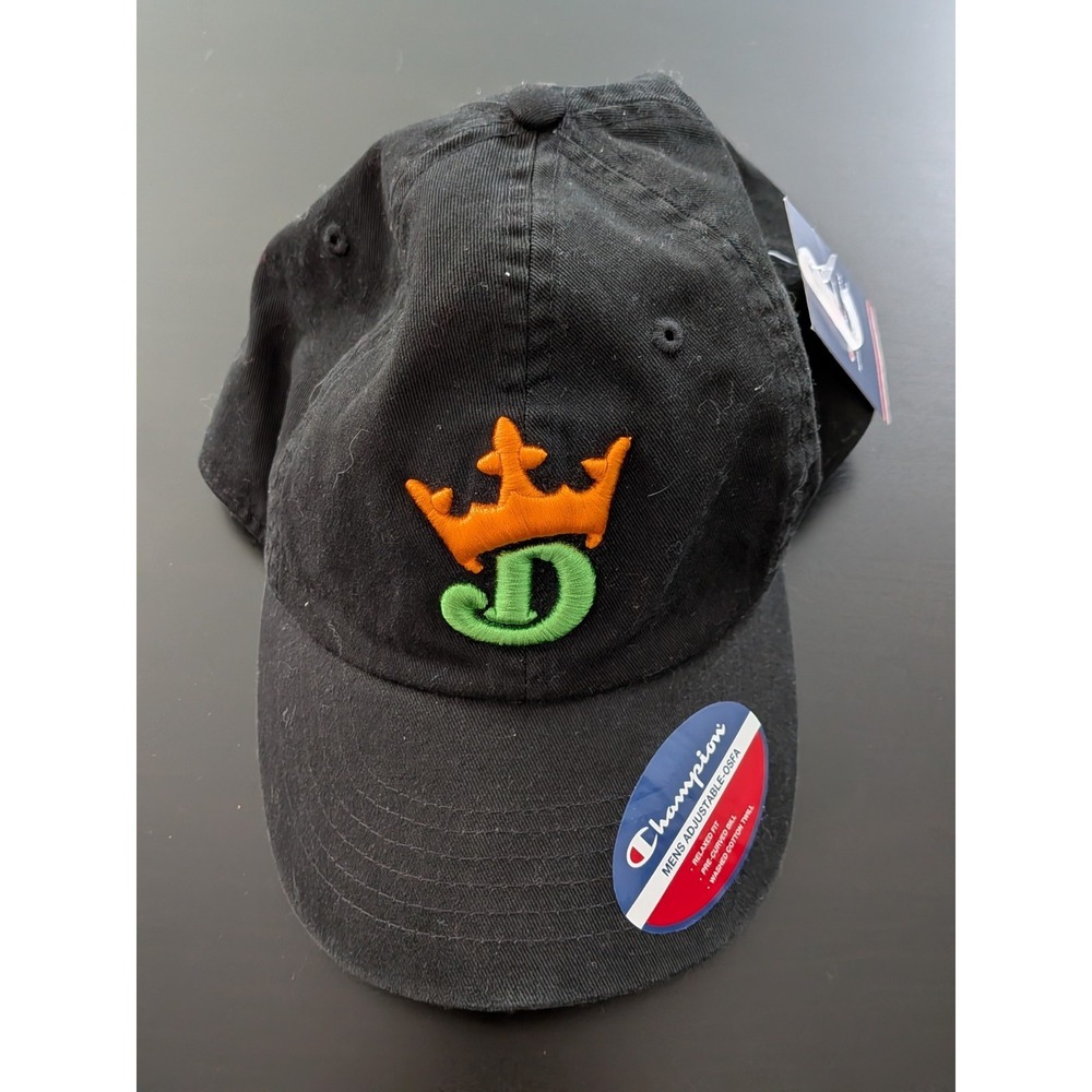 Draftkings Sportsbook Champion Brand Strapback Adjustable Hat Cap Dad Men Black